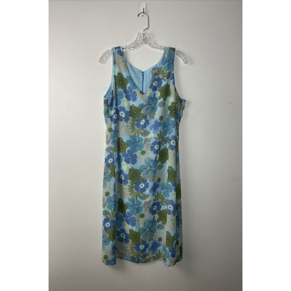 Old Navy V Neck Chiffon Midi Tank Dress Size 16 Blue Floral V Neck Lightweight - Picture 1 of 11